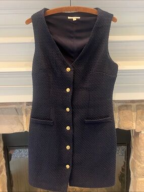 Aeropostale Navy Tweed Mini Dress with Gold Buttons